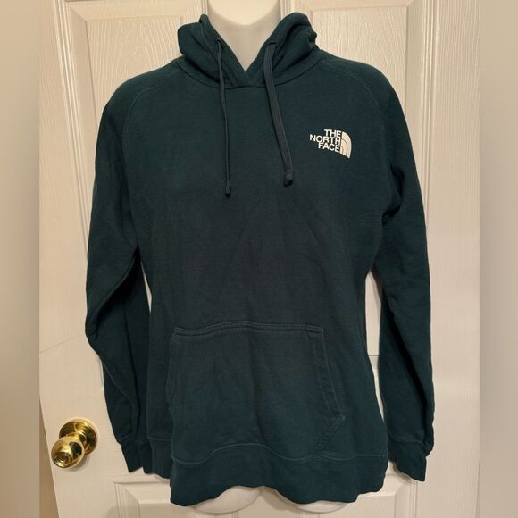 The North Face Sz M Womens Red Box Pine Never Stop Exploring Green Fleece Hoodie - Picture 9 of 9
